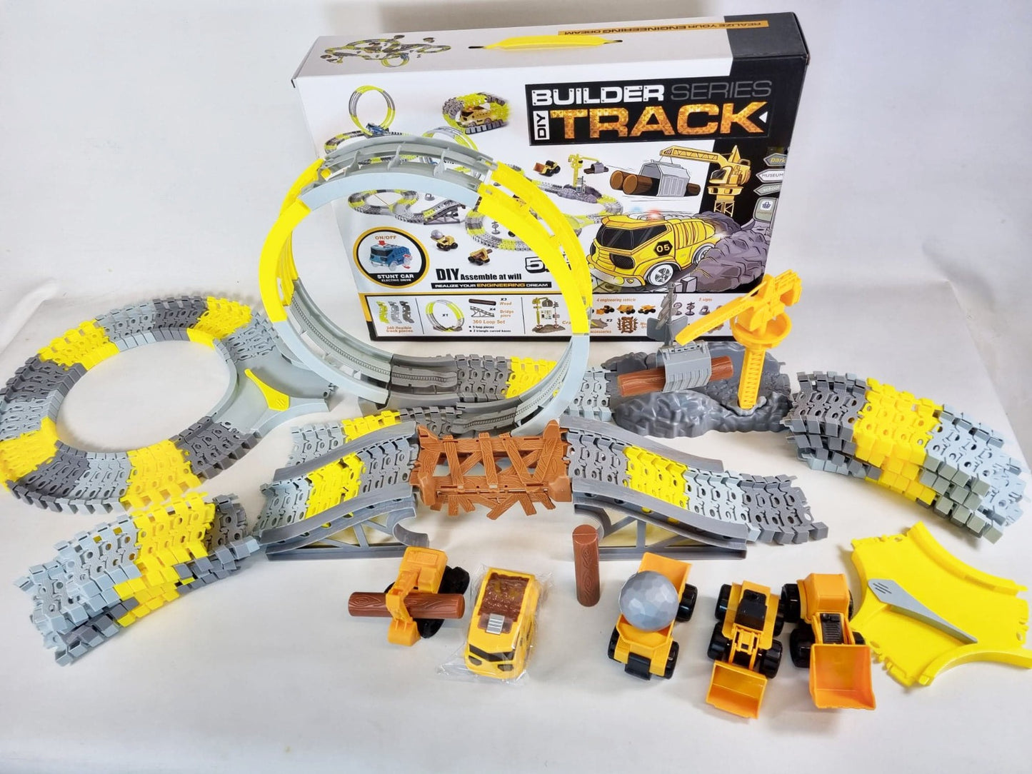 remote control RC Builder Playset slot car loop stunt track rail car train set