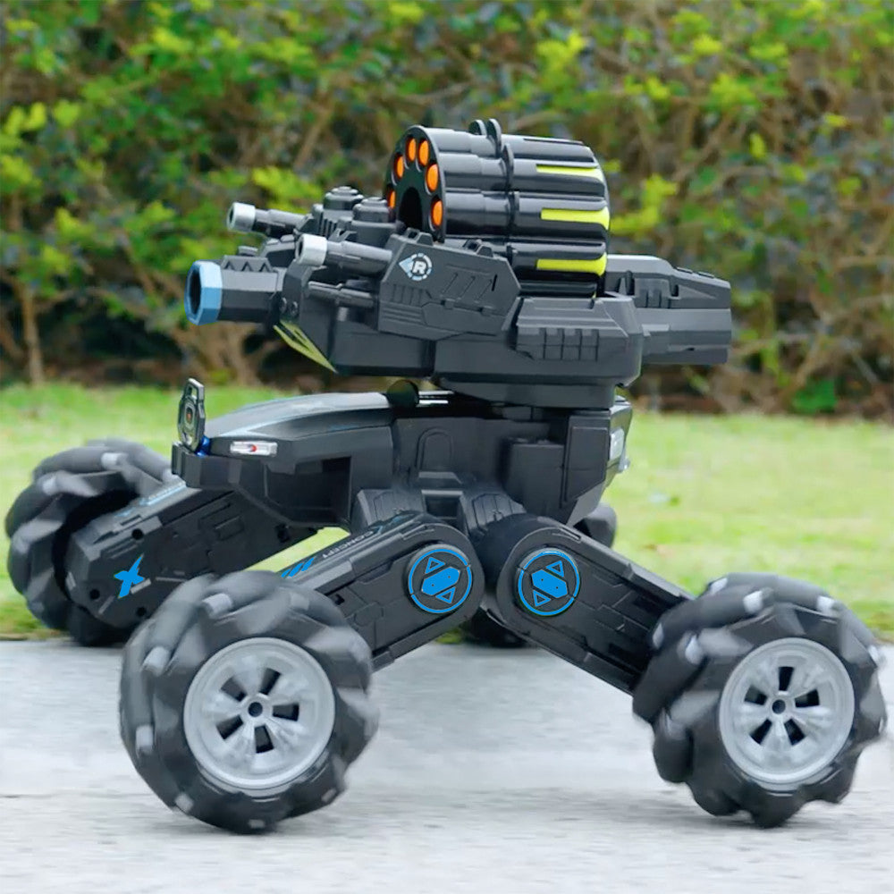 NERF Bullet Firing 4WD Drift Car RC Tank Model By Silvergear Fearless Armor Remote Controlled SMOKING 4x4 Truck Gesture Watch Control