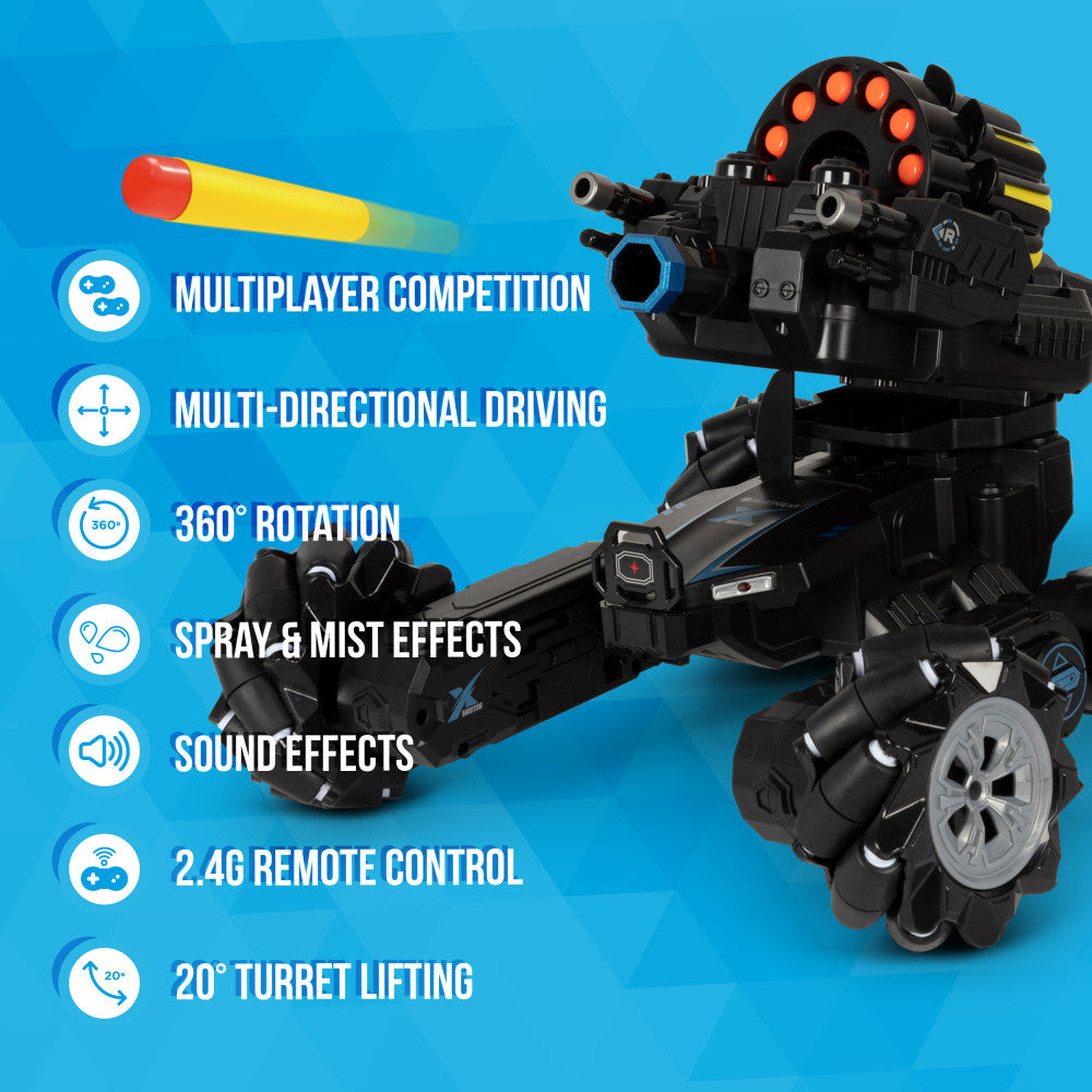 NERF Bullet Firing 4WD Drift Car RC Tank Model By Silvergear Fearless Armor Remote Controlled SMOKING 4x4 Truck Gesture Watch Control