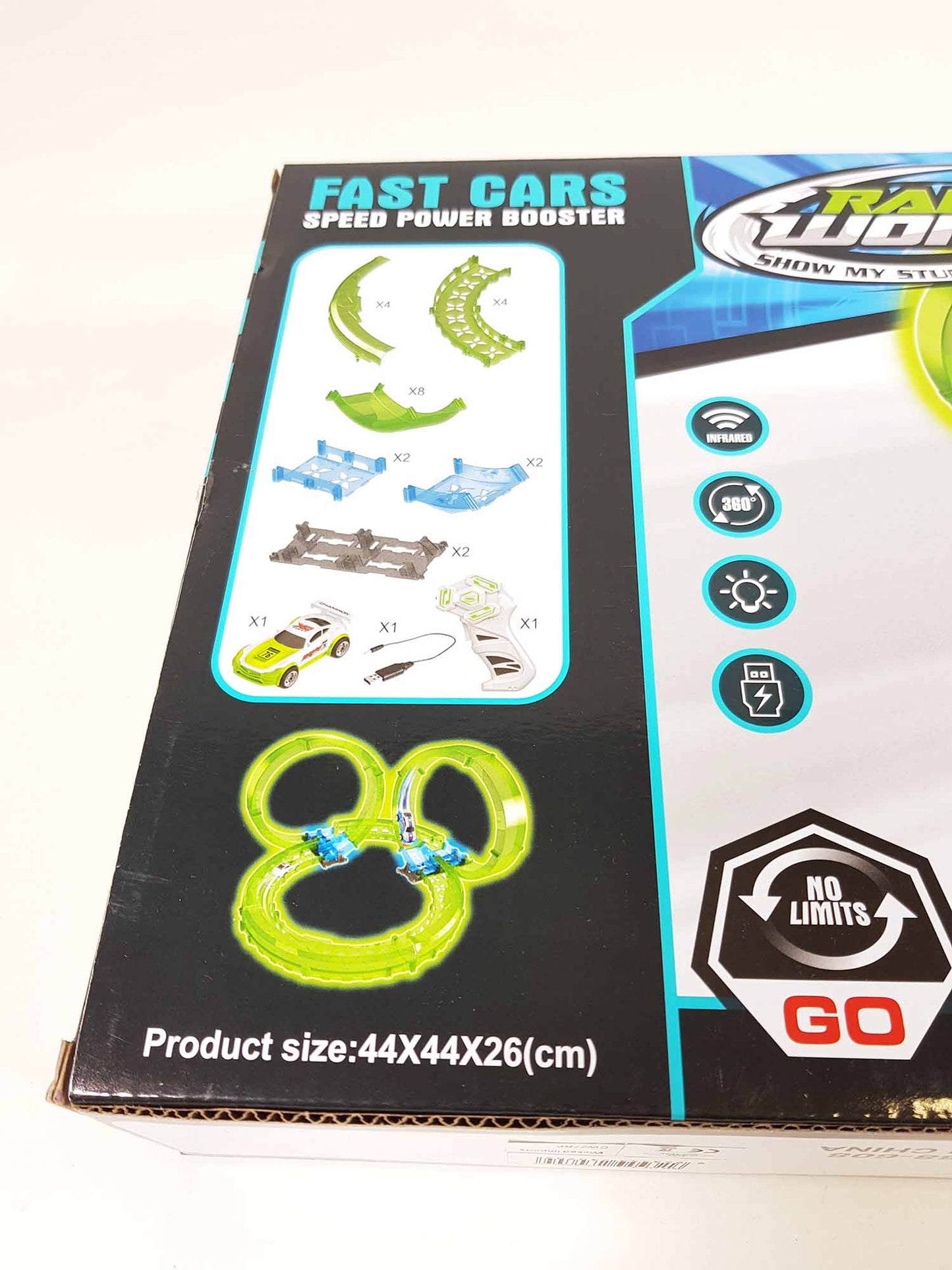 Hot Wheels Style Kids RC Race Train Track Stunt Rail Car Glow In The Dark Build Your Own Toy Set