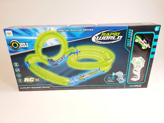 RC Scalextric Hot Wheel Style Build Your Own Slot Car Rail Track Track Stunt Loop Toy Car Play Set