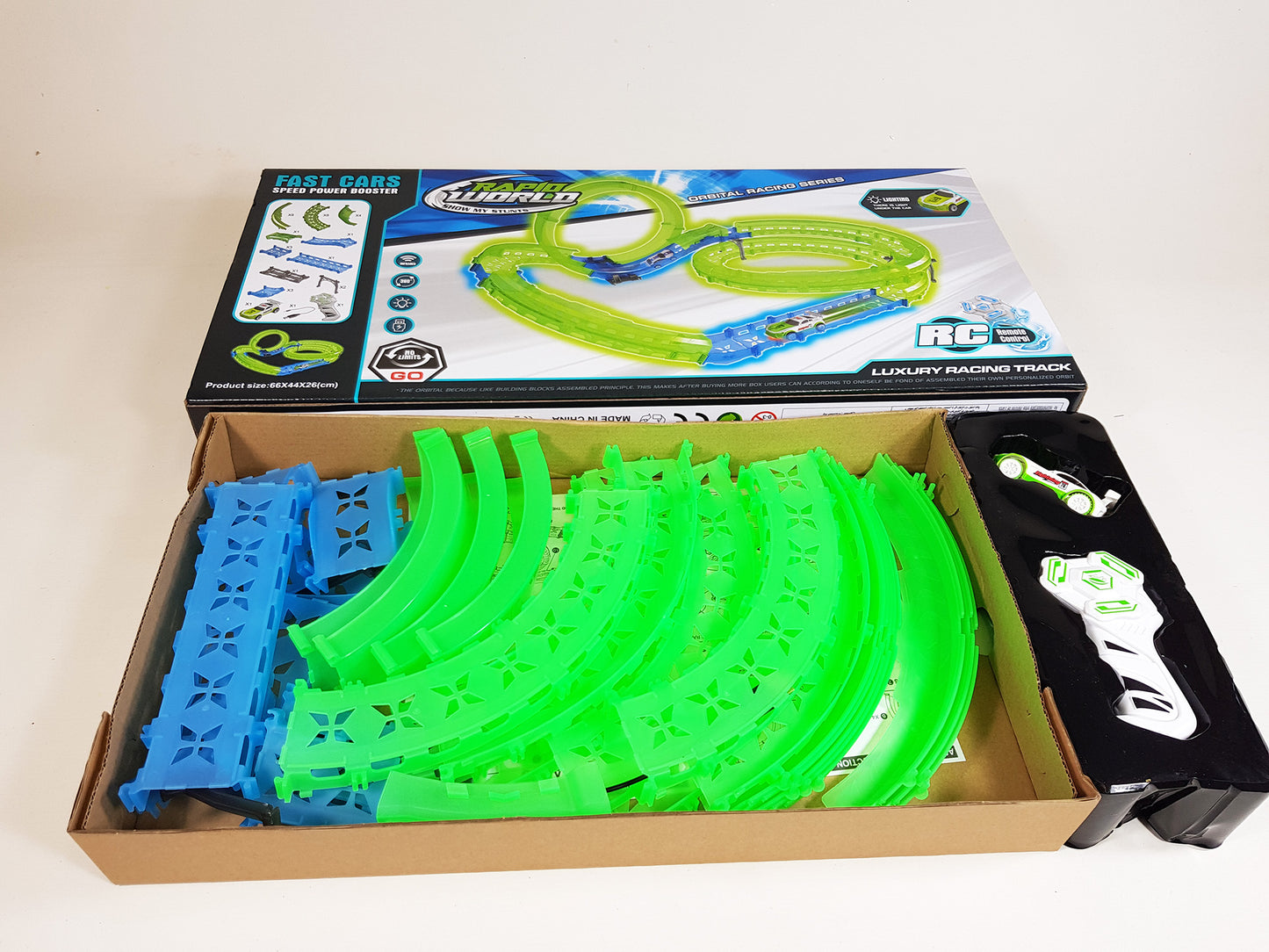 RC Scalextric Hot Wheel Style Build Your Own Slot Car Rail Track Track Stunt Loop Toy Car Play Set