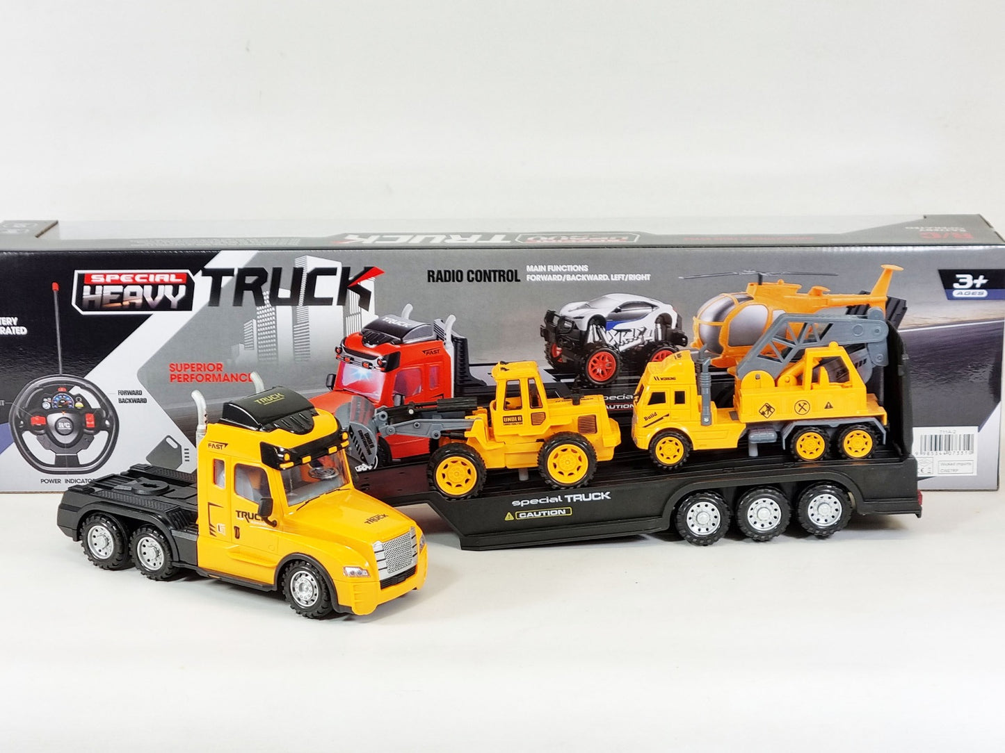 Remote Control Kids RC Lorry Truck Wagon And Trailer With Action Figures Building Site Mode Toy Set Digger Crane