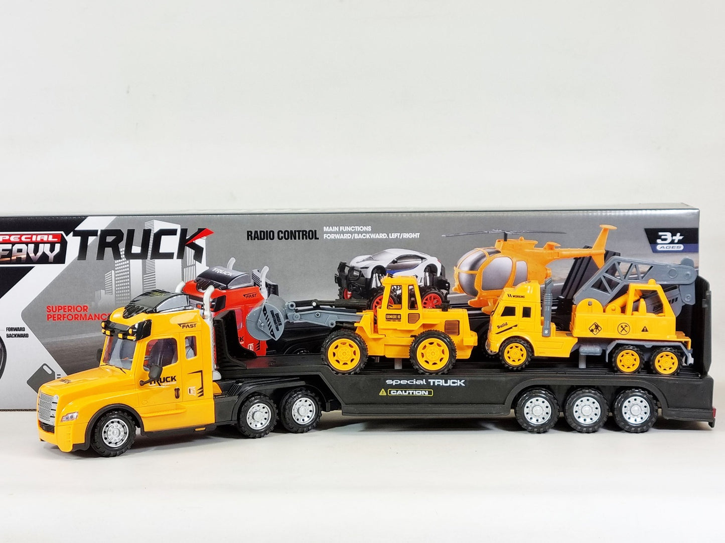 Remote Control Kids RC Lorry Truck Wagon And Trailer With Action Figures Building Site Mode Toy Set Digger Crane