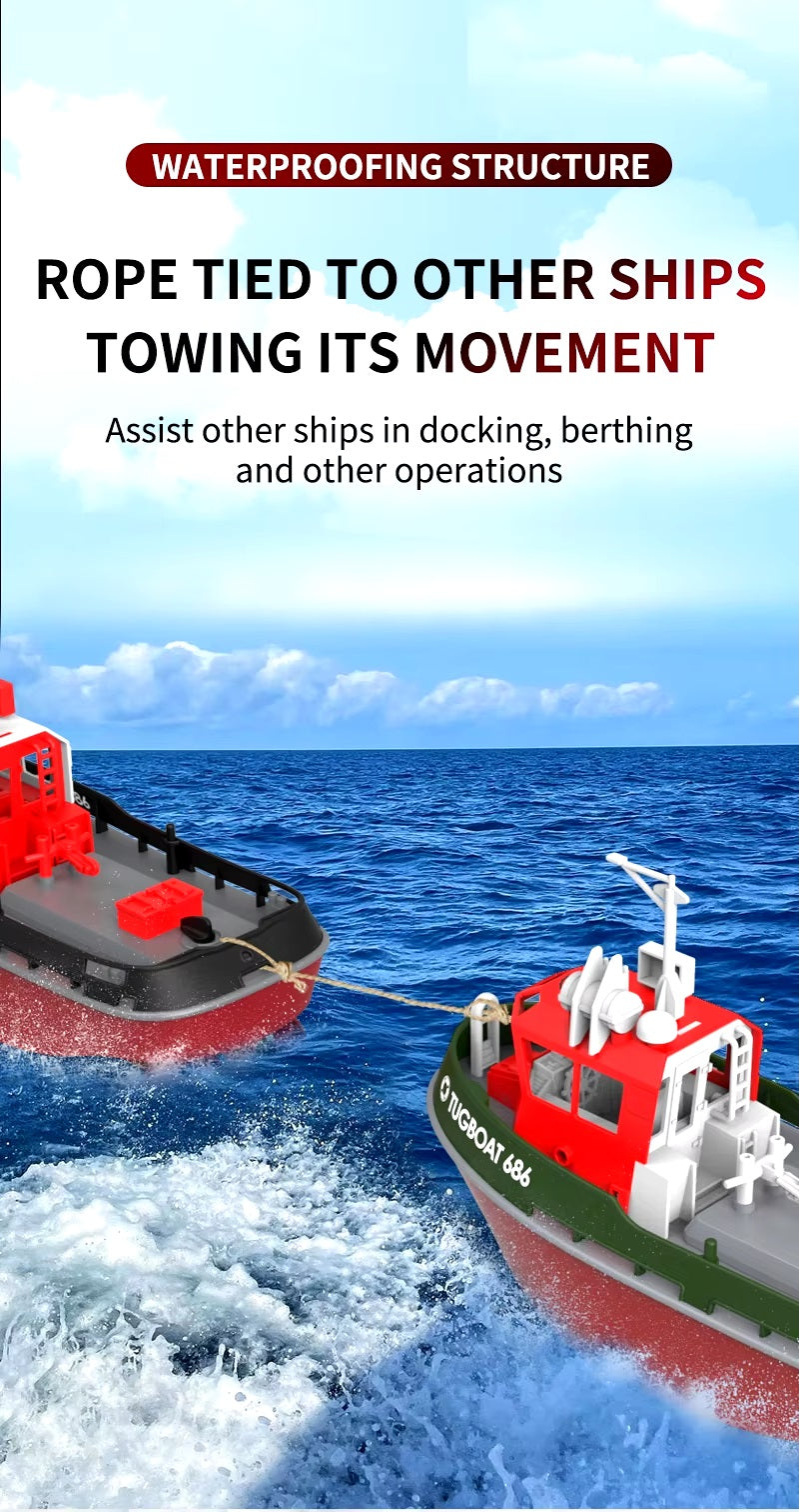 Heng Long RC model speed boat tug boat yacht 3800 black 2.4ghz 686 1:72 Scale Southampton Tug Ship Twin Motor Model