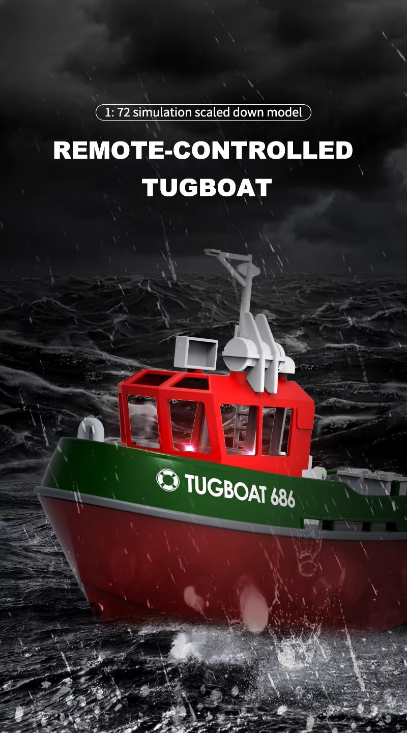 Heng Long RC model speed boat tug boat yacht 3800 black 2.4ghz 686 1:72 Scale Southampton Tug Ship Twin Motor Model