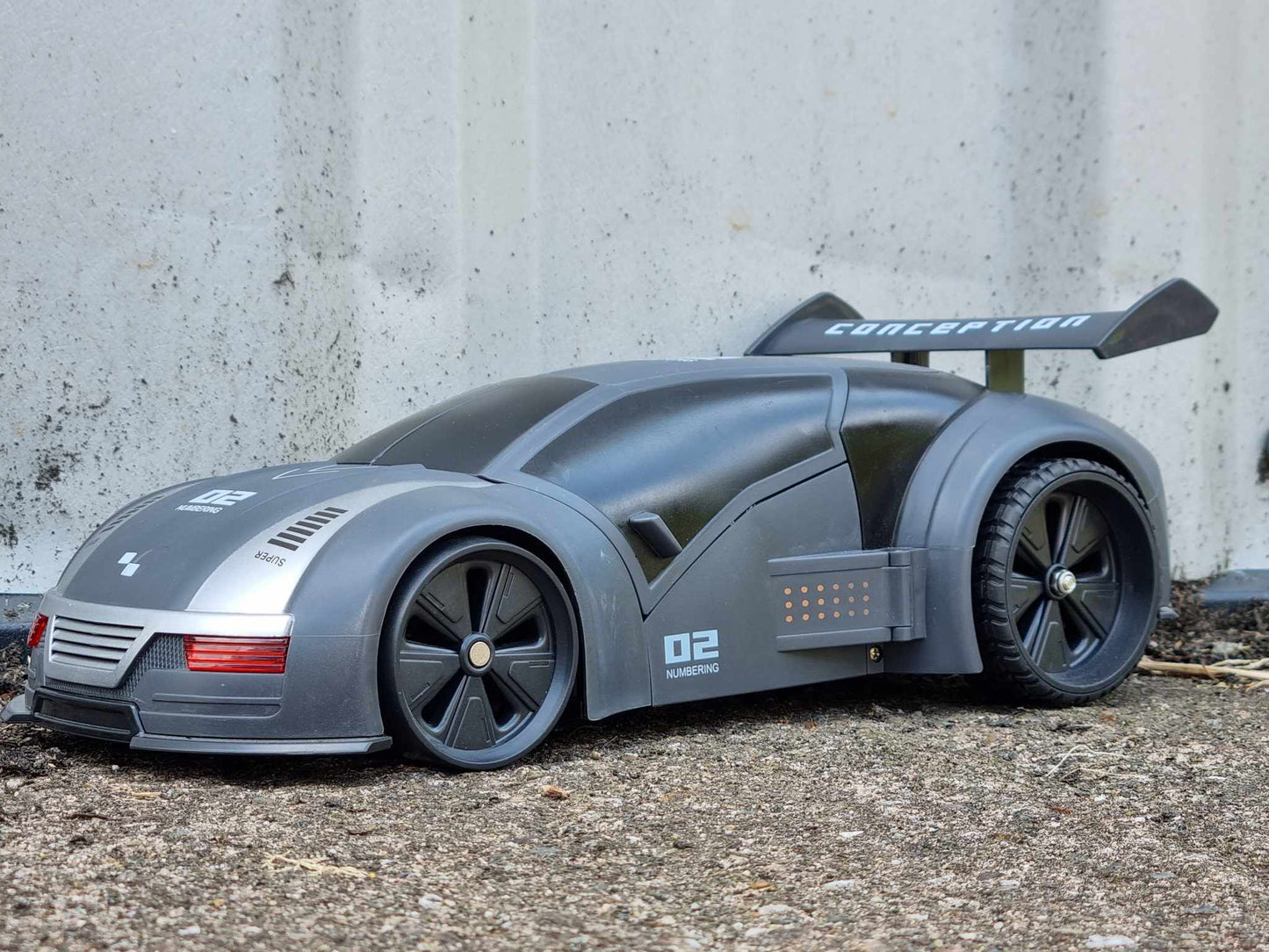 RC Stealth Shadow Nardo Grey Transforming Nerf Soft Dart Firing Race Car Radio Control Model Toy