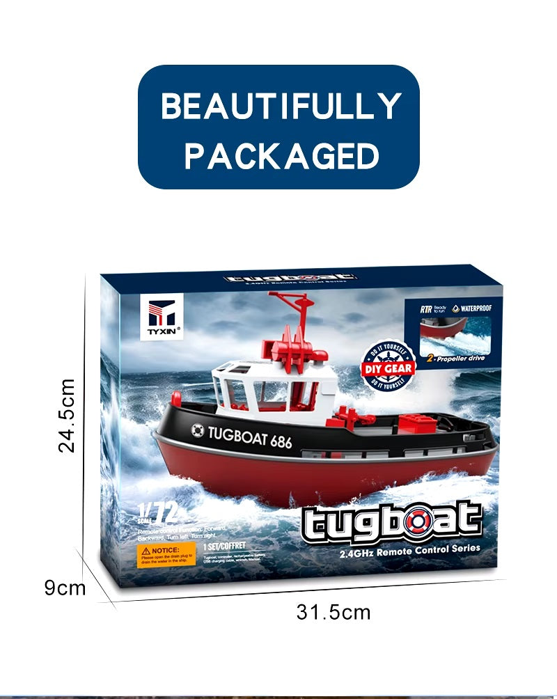 Heng Long RC model speed boat tug boat yacht 3800 black 2.4ghz 686 1:72 Scale Southampton Tug Ship Twin Motor Model