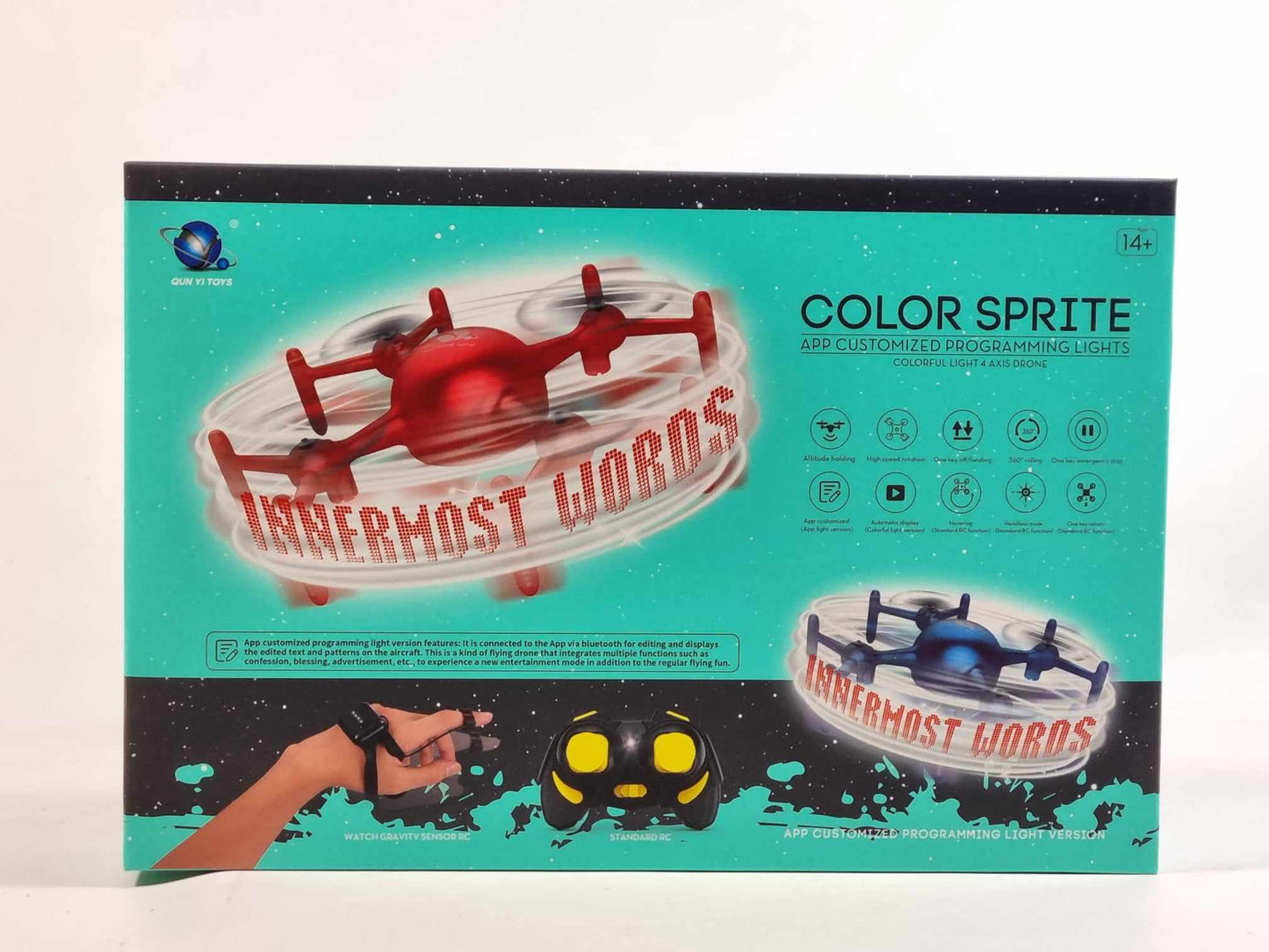 RC Kids Skywriting Model MIRBEST Drone Colour Custom Programming Lights QY66-X09 Radio Control Helicopter With Gesture Control Watch