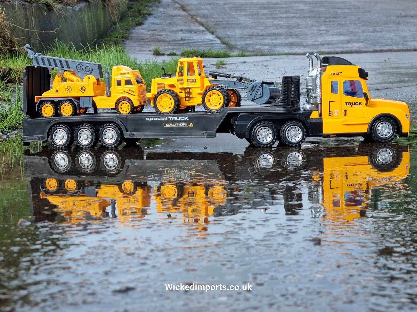 Remote Control Kids RC Lorry Truck Wagon And Trailer With Action Figures Building Site Mode Toy Set Digger Crane