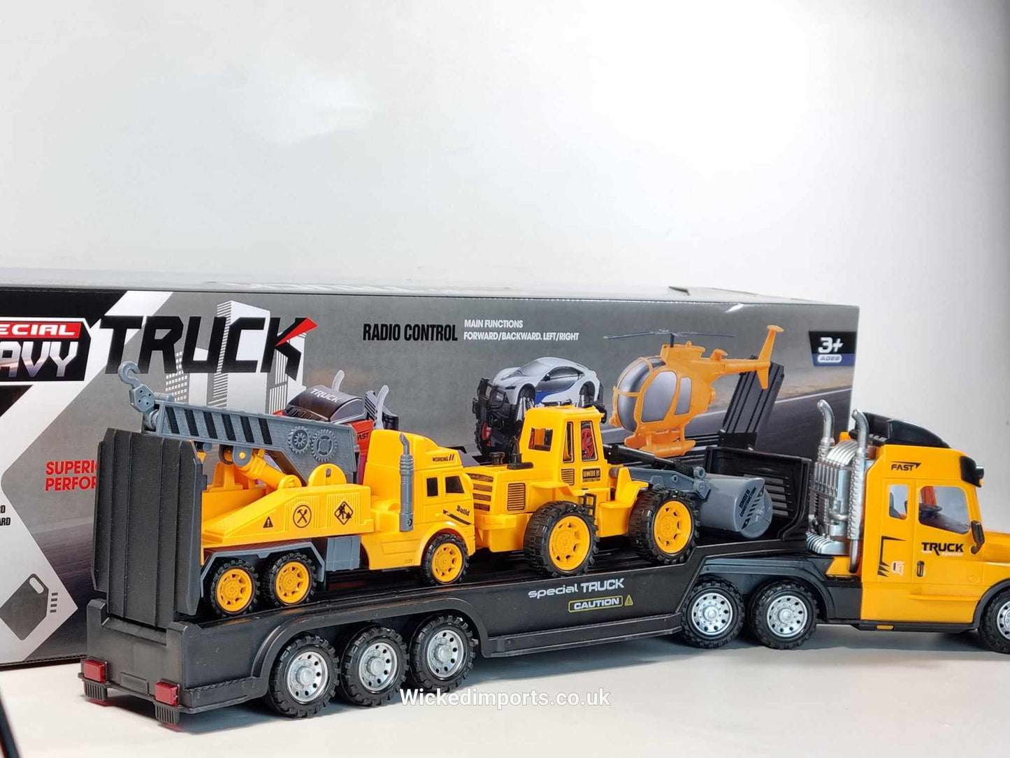 Remote Control Kids RC Lorry Truck Wagon And Trailer With Action Figures Building Site Mode Toy Set Digger Crane