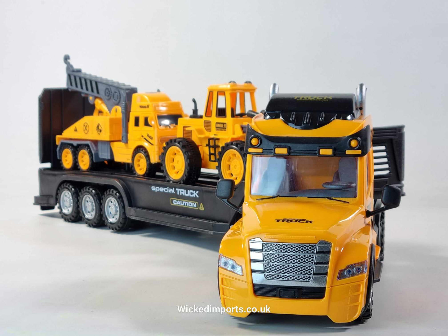 Remote Control Kids RC Lorry Truck Wagon And Trailer With Action Figures Building Site Mode Toy Set Digger Crane