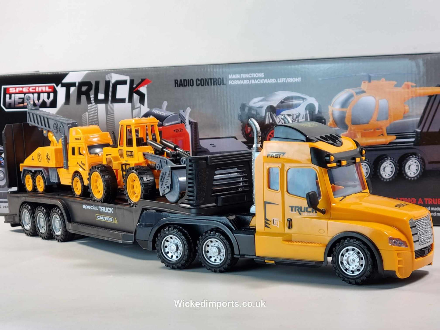 Remote Control Kids RC Lorry Truck Wagon And Trailer With Action Figures Building Site Mode Toy Set Digger Crane