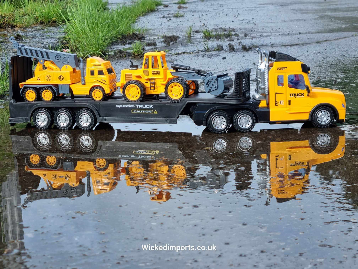 Remote Control Kids RC Lorry Truck Wagon And Trailer With Action Figures Building Site Mode Toy Set Digger Crane