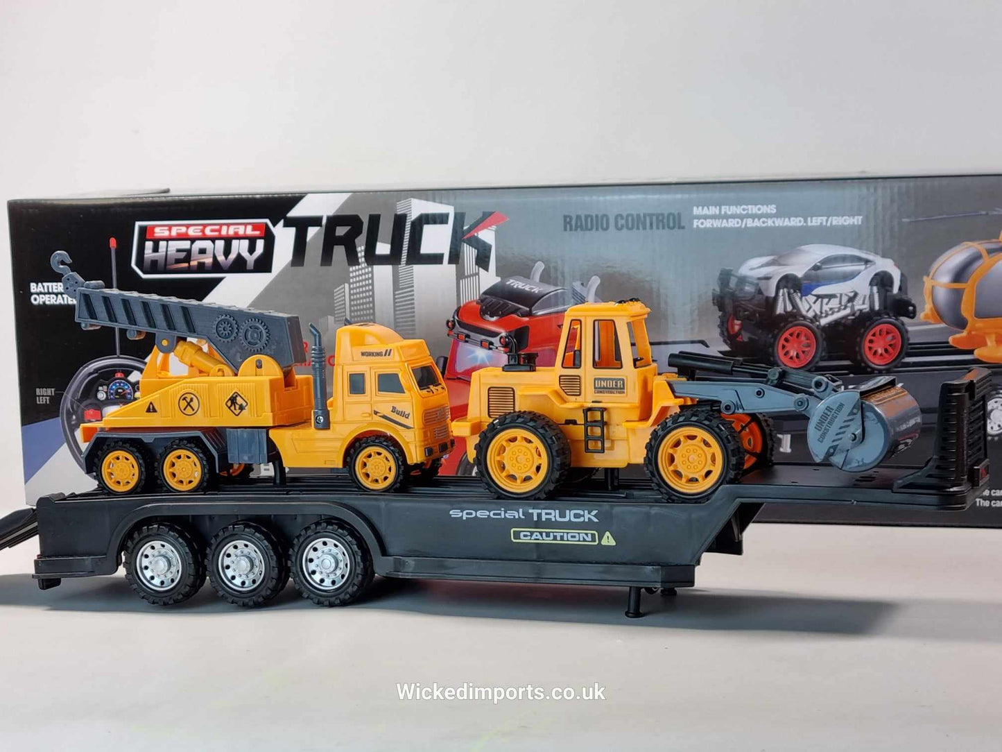 Remote Control Kids RC Lorry Truck Wagon And Trailer With Action Figures Building Site Mode Toy Set Digger Crane