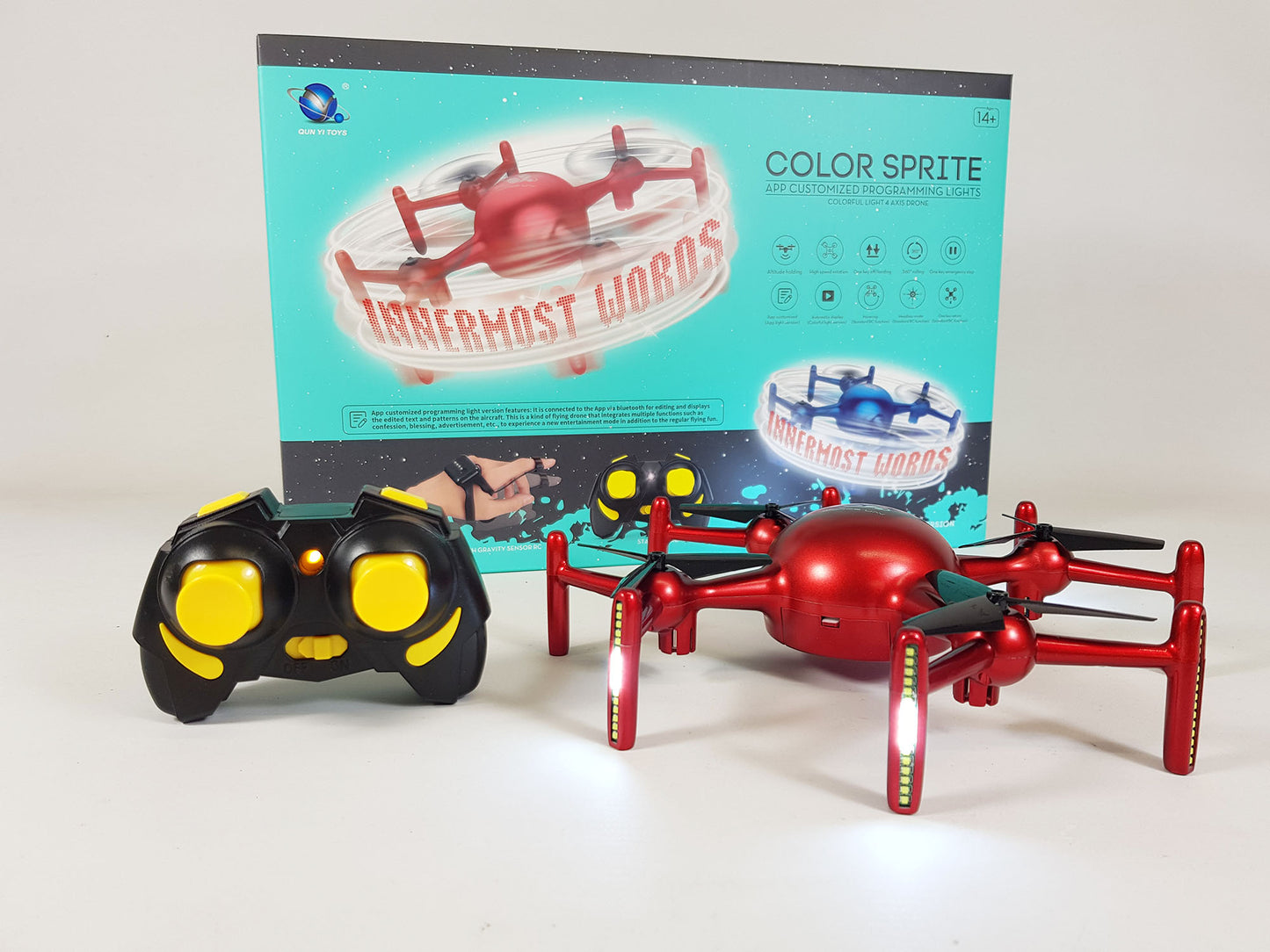 RC Kids Skywriting Model MIRBEST Drone Colour Custom Programming Lights QY66-X09 Radio Control Helicopter With Gesture Control Watch