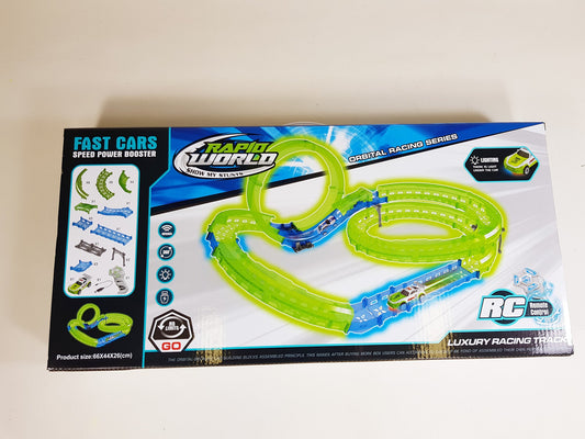 6688-604 glow in the dark multi-level race track set in box