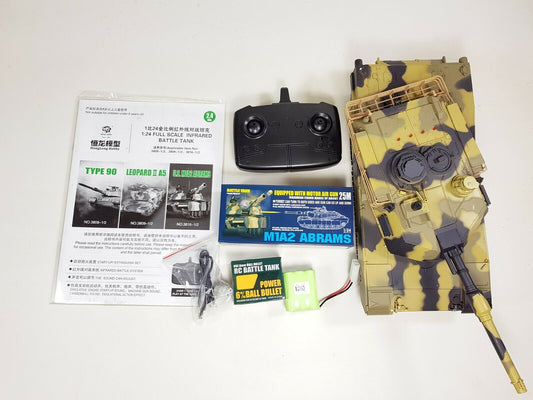 Heng Long 3816 M1A2 Abrams RC tank with controller, battery and accessories