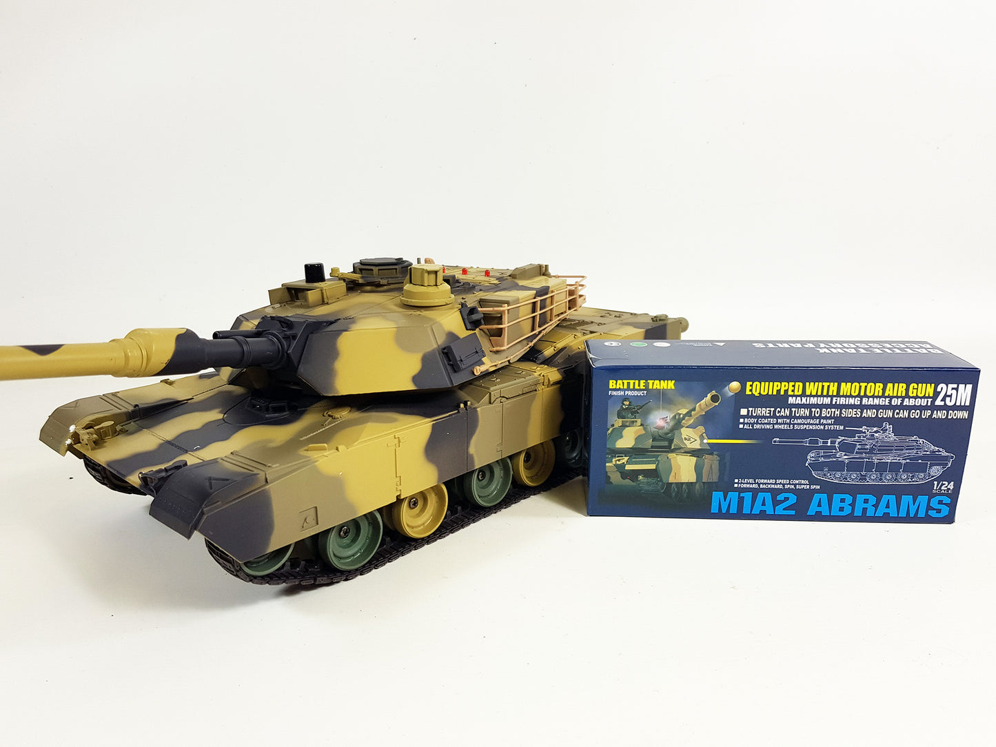 UK Heng Long Abrams 1/24 Army Military War Battle Tank Heavy Large Interactive Remote Control RC Toy UK