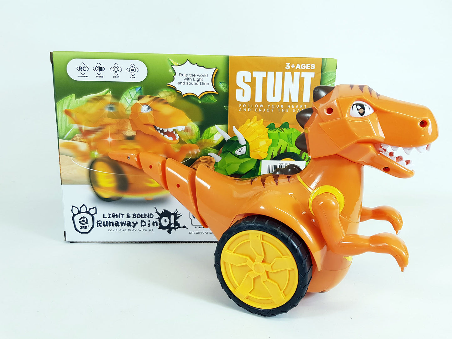 RC Robot Dinosaur Battery Remote control Walking Stunt 360 Spin Sound Lights Toy