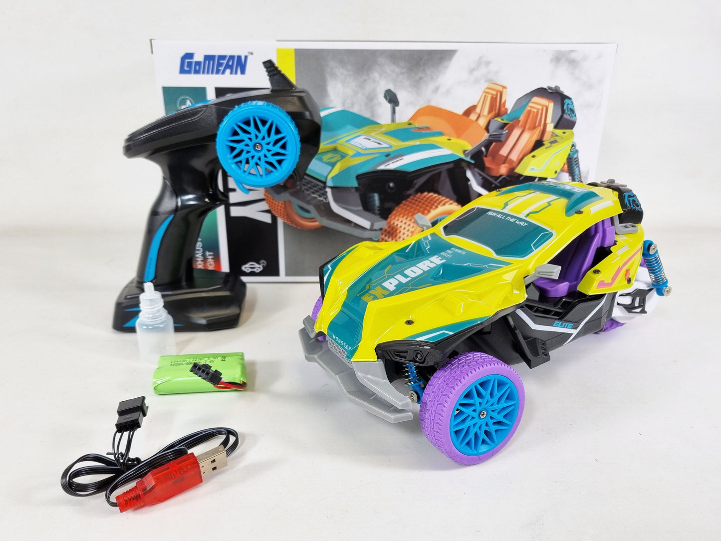 RC Buggy Off Road Trike RC Car Rock Climbing Radio Control LED Lights REAL SMOKE Motorbike Toy Rubber Wheels