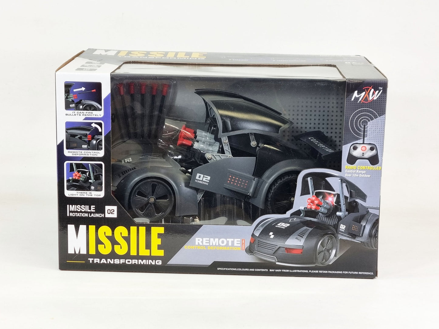 RC Stealth Shadow Nardo Grey Transforming Nerf Soft Dart Firing Race Car Radio Control Model Toy