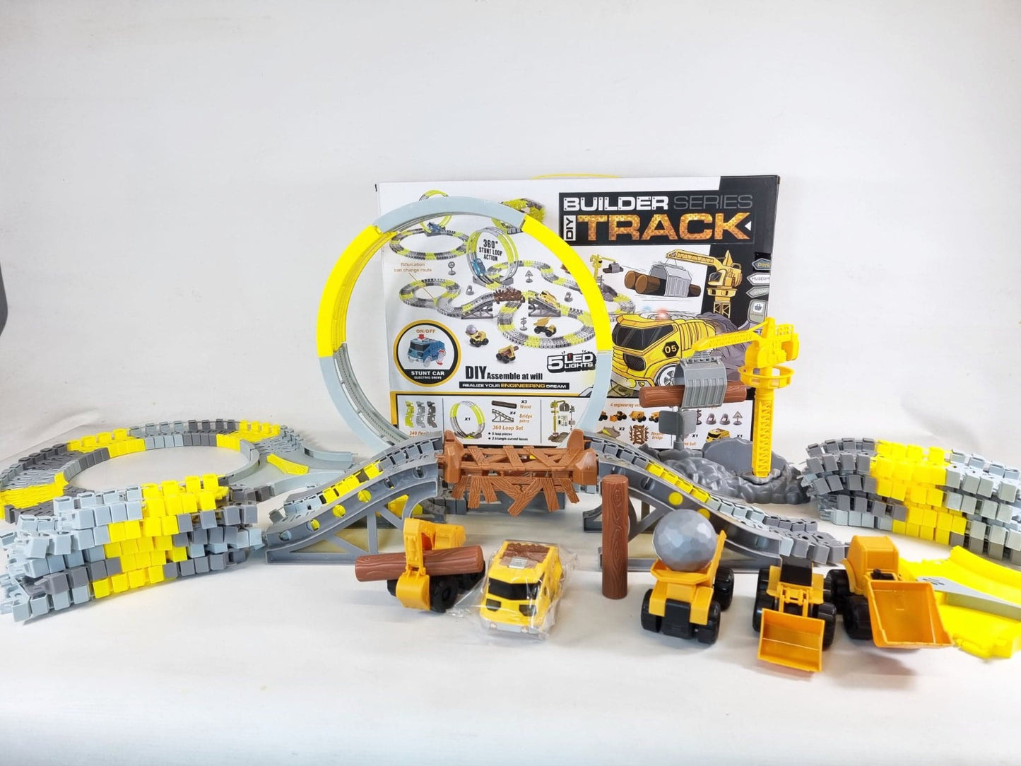 remote control RC Builder Playset slot car loop stunt track rail car train set