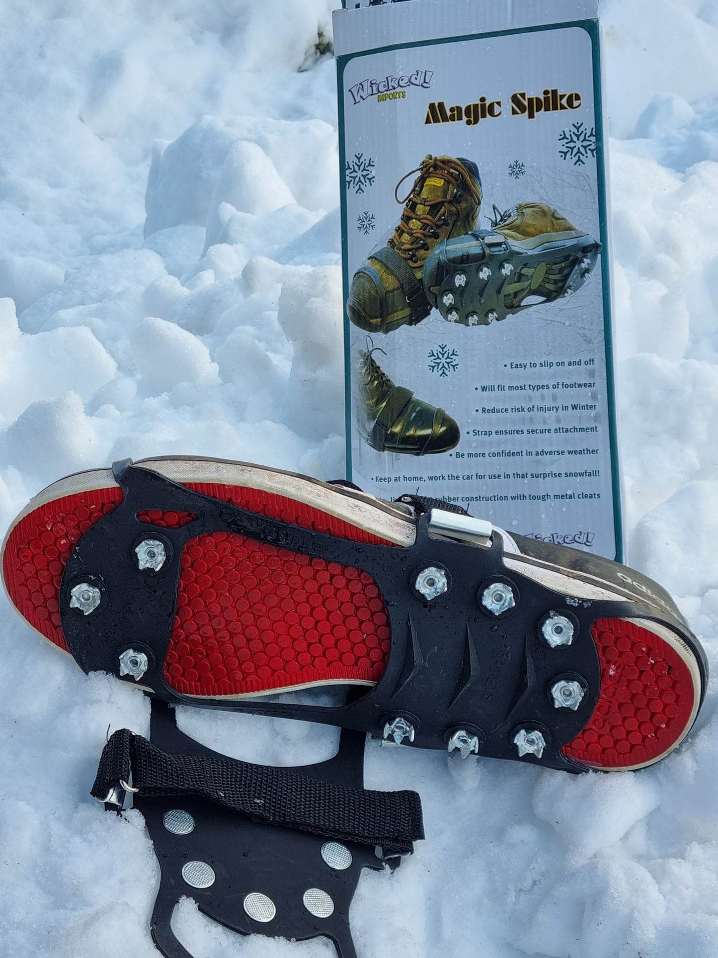 Anti Slip Spikey Snow and Ice Shoe Grips for Winter Hill Terrain Slippery Ground Sleet Show Crampon Cleets